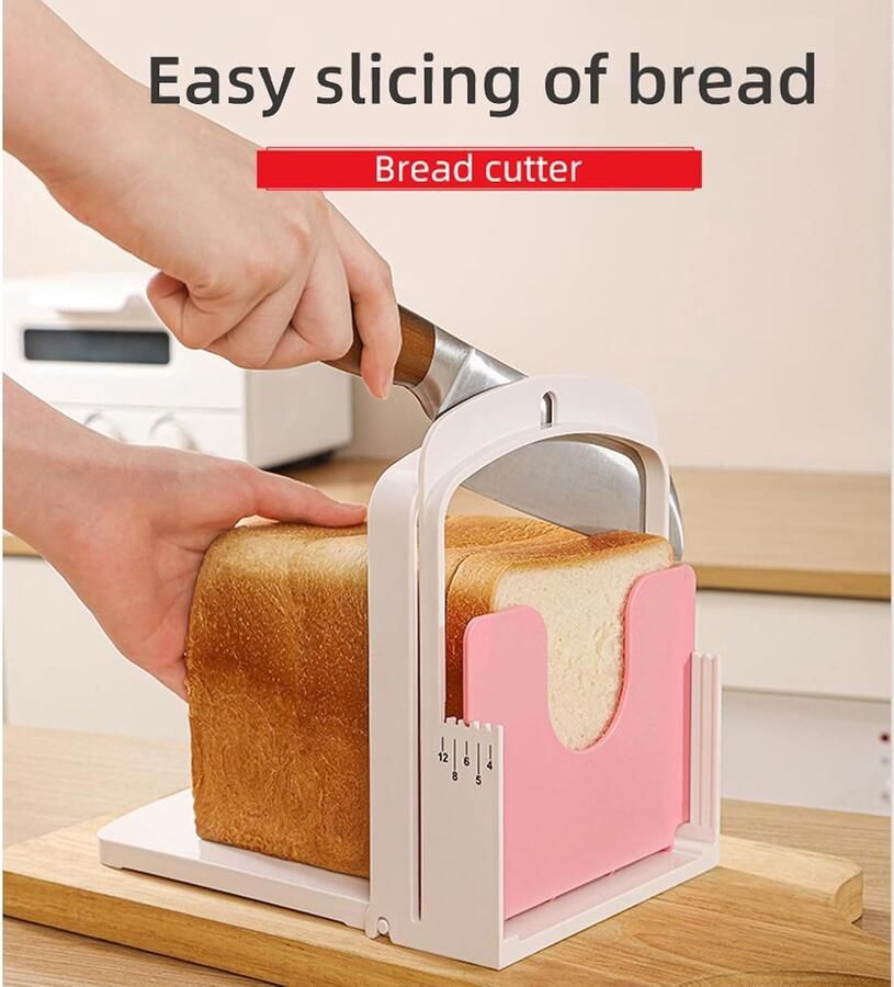 Broodsnijmachine voor thuisgebruik met dikte-instelling 5 standen opvouwbaar en aan de muur te bevestigen voor ruimtebesparende opberging perfect voor het snijden van toast en kaas!