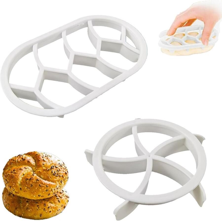 Broodstempel Set Koekjesvorm Brood Decoreren Twee Vormen 9 x 16 cm Wit