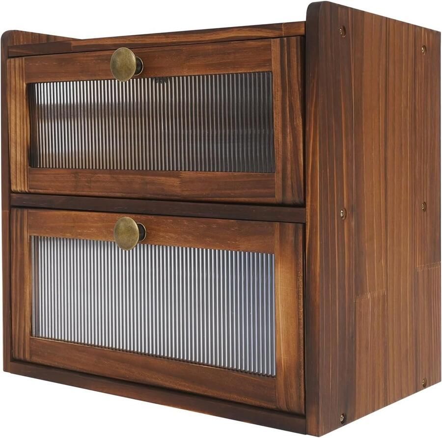 Broodtrommel 2 etages Broodopslag keuken Brood vers houden Dubbele opbergruimte 36.5 x 24 x 34 cm