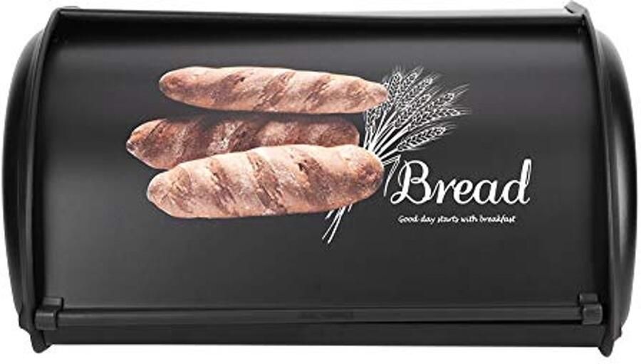 Broodtrommel Bakcontainer Keuken Brood Vers Houden Roestvrij Staal 34 x 23 x 14.5 cm Zwart