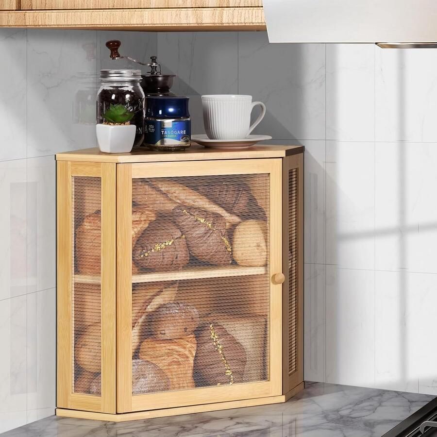 Broodtrommel Bamboe Brood opberger Brood Vers Houden Dubbele Laag XL Capaciteit Natuurlijk