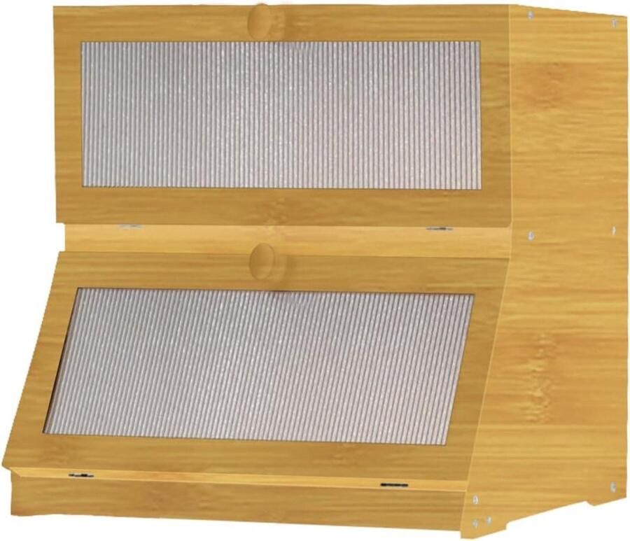 Broodtrommel Bamboe Brooddoos Keuken Brood Vers Houden Dubbele Laag 33x25x40 cm Houtkleur