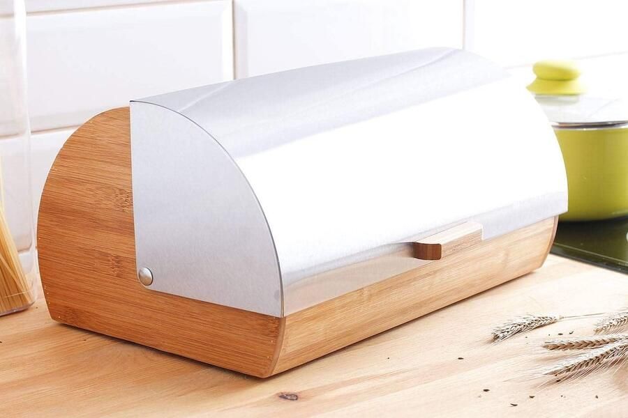 Broodtrommel Bamboe Metaal Broodmand Opslag Brood Vers Houden Moderne Tijdloos Design