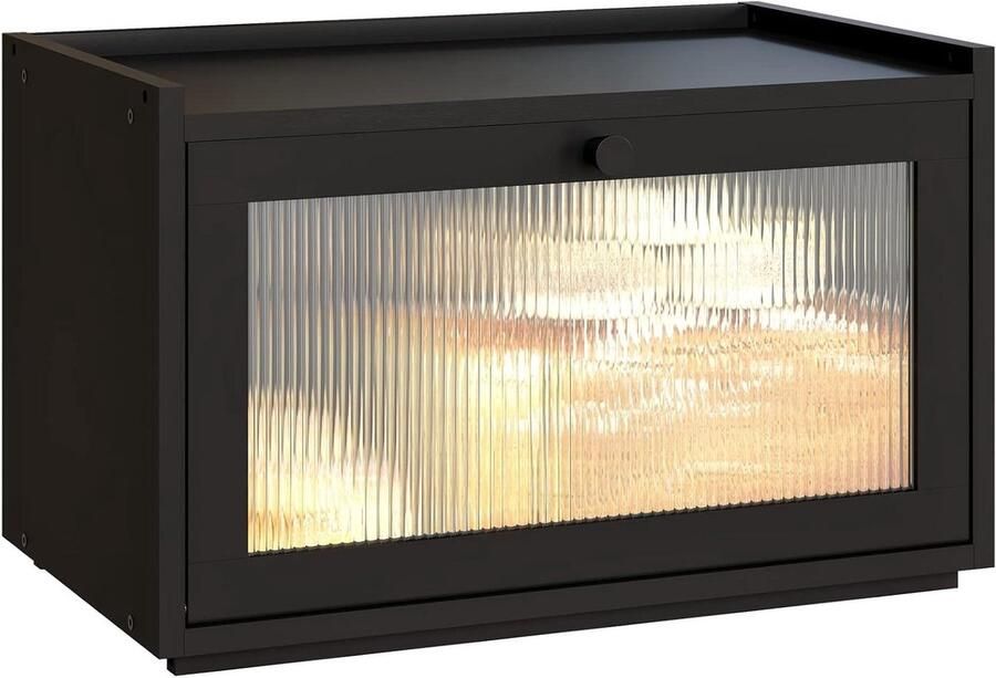 Broodtrommel Bamboe Broodopberger Keuken Brood Vers Houden Golvend Transparant Paneel 417 cm Zwart