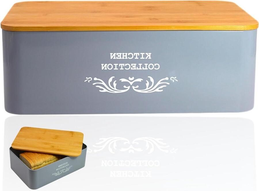 Broodtrommel Bamboe Deksel Lunchbox Metaal Vintage Brood Vers Houden Deksel als Snijplank