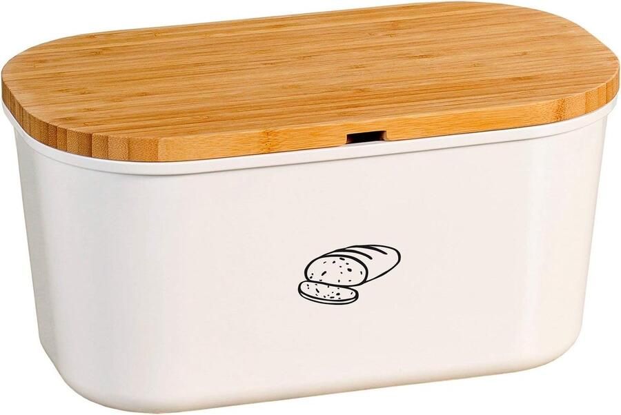 Broodtrommel Bamboe Wit Bruin Ruim en Duurzaam Keukenaccessoire