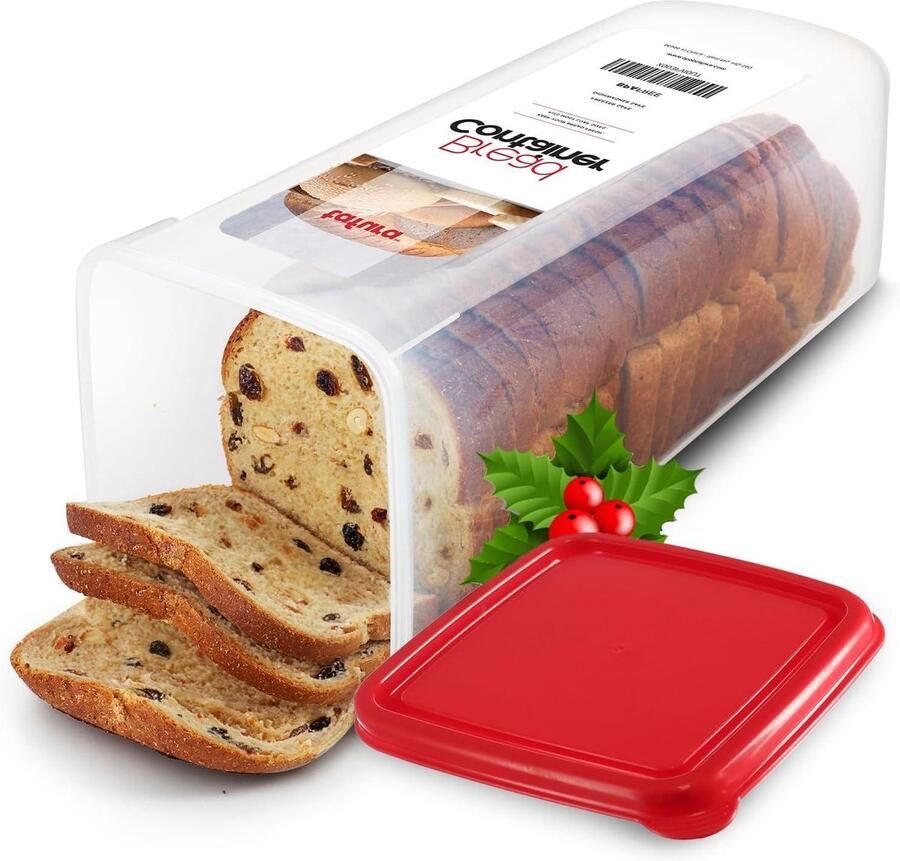 Broodtrommel Brood bewaren Brood vers houden Luchtdicht afsluitbaar 6 x 6 x 13 inch Rood