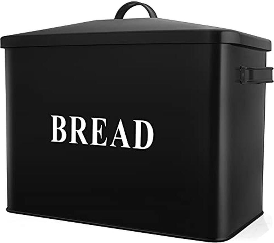 Broodtrommel Brood opberger Keuken Organisatie Extra groot formaat 33 cm Zwart
