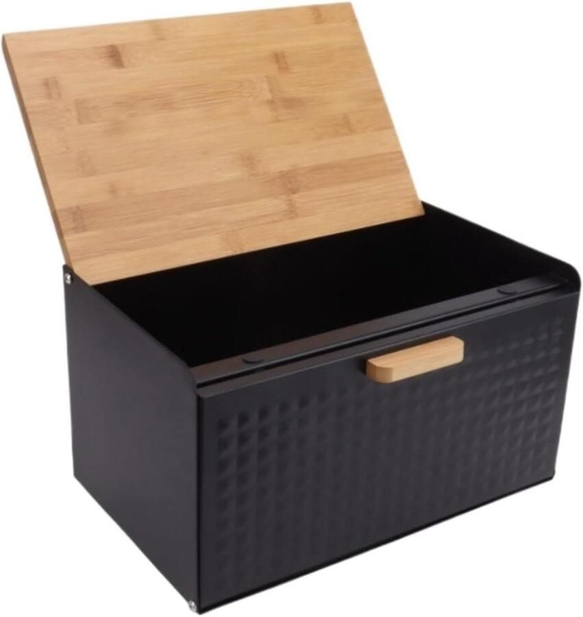 Broodtrommel Broodbak Opberger Brood Vers Houden Grote Capaciteit 355 cm Zwart