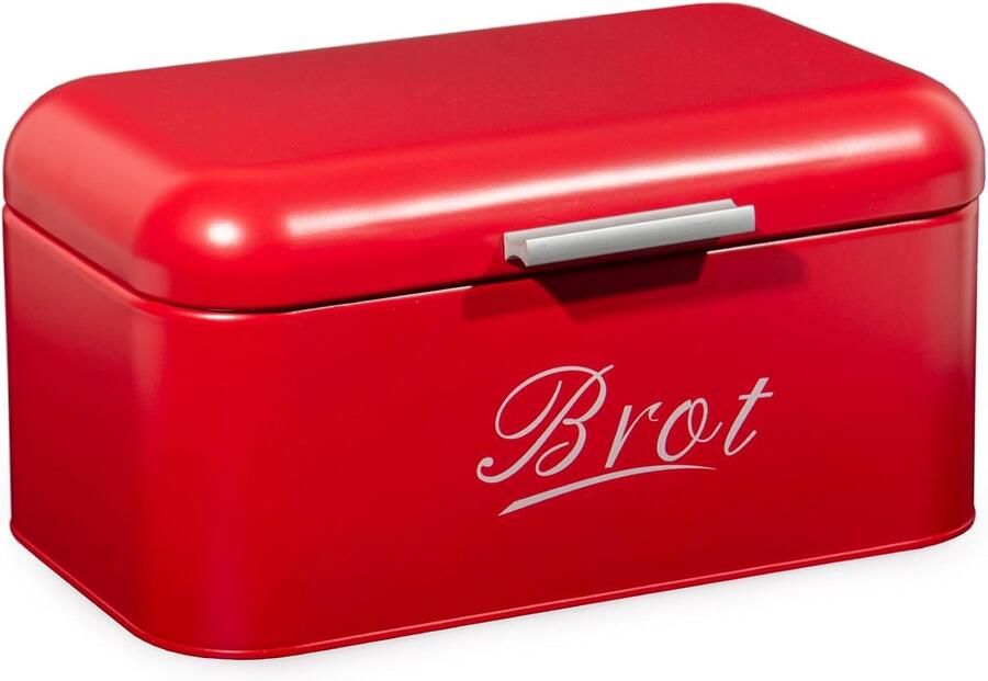 Broodtrommel Broodbewaardoos Knäckebrotdoos Brood Lang Bewaren Luchtdicht Retro Design 31x19x16 cm Rood