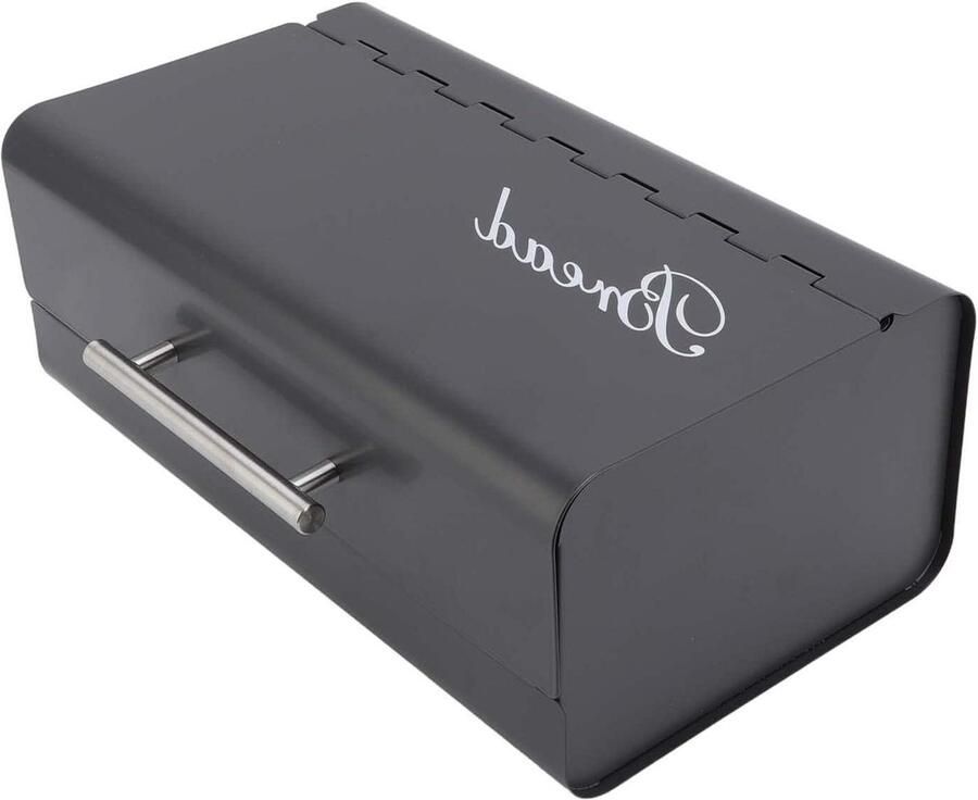Broodtrommel Broodbox Keuken Brood Vers Houden Klapdeur Ontwerp 40x24x16 cm Zwart grijs