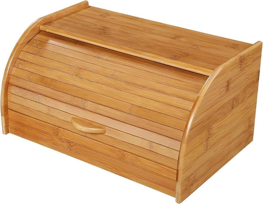 Broodtrommel Broodbox Keuken Brood Vers Houden Lamellenrolluik 40 x 27.5 cm Bruin