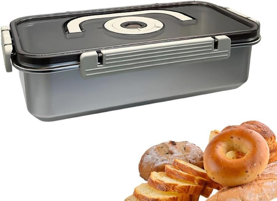 Broodtrommel Broodbox Voedselcontainer Brood Vers Houden Lichtgewicht Vaatwasserbestendig 34L x 185B x 55H cm Zilver