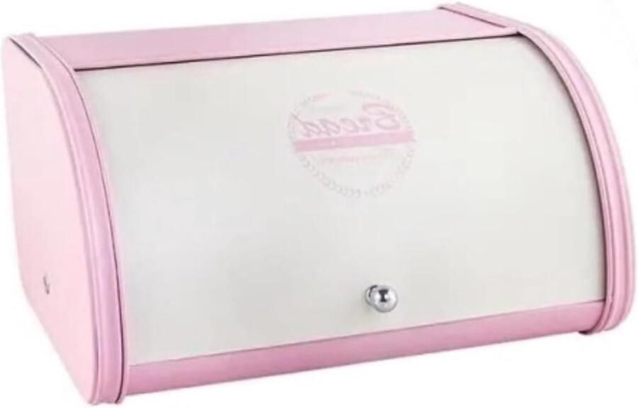 Broodtrommel Brooddoos Brood bewaren Ruimtebesparend ontwerp 31.5 x 25.5 cm Wit Roze