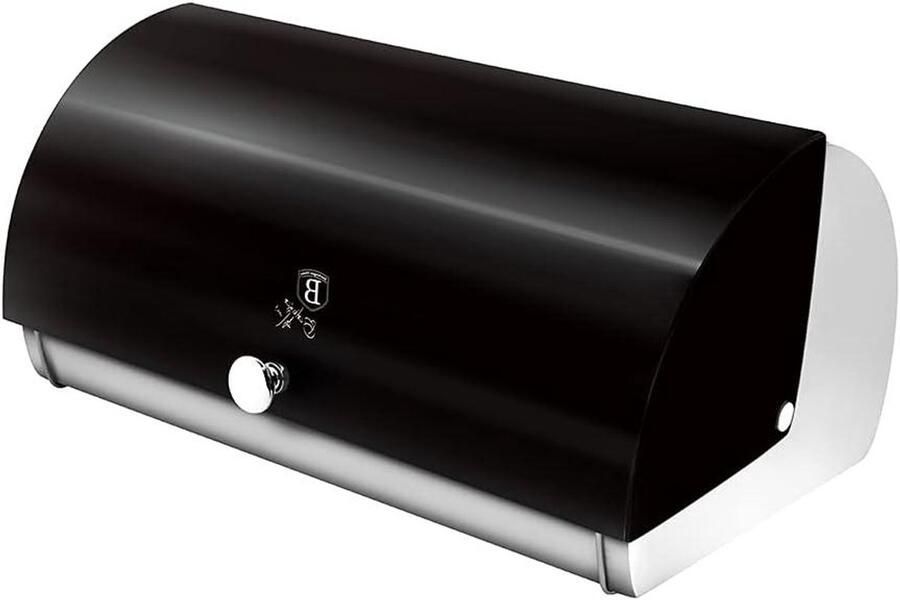 Broodtrommel Brooddoos Brood Vers Houden Roestvrij Staal 38.5x28x18.5 cm Zwart Zilver