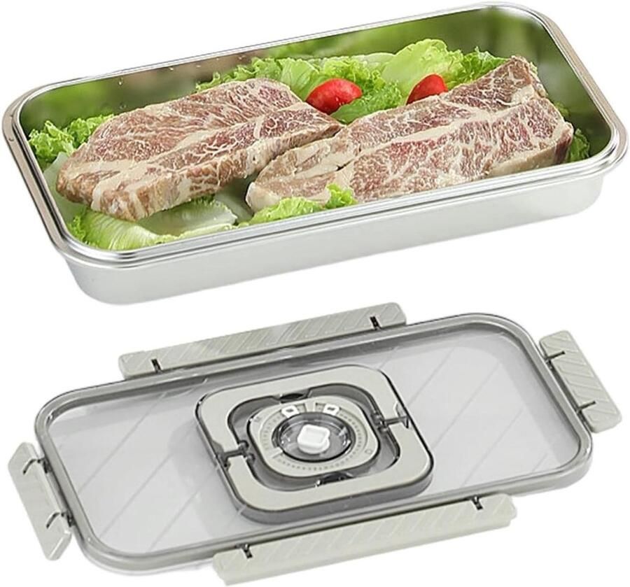 Broodtrommel Brooddoos Container Brood Vers Houden Luchtdichte Afsluiting 36 x 20.2 x 8.5 cm Zilver