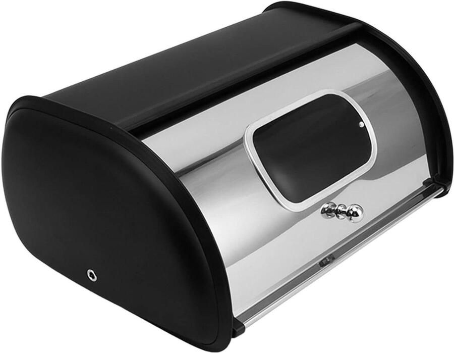 Broodtrommel Brooddoos Keuken Brood Vers Houden Met Handig Raam 345 x 23 x 145 cm Zwart