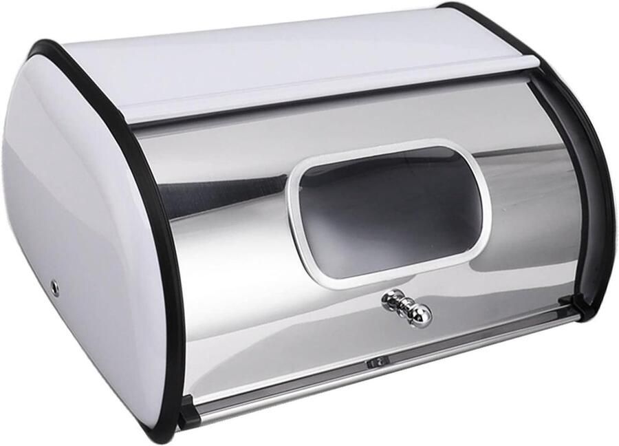 Broodtrommel Brooddoos Keuken Brood Vers Houden Met Vensterontwerp 34.5 x 23 x 14.5 cm Wit