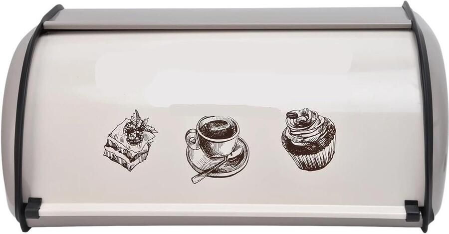 Broodtrommel Brooddoos Opslag Brood Vers Houden Roll Top Deur 34.5cm Breed Grijs