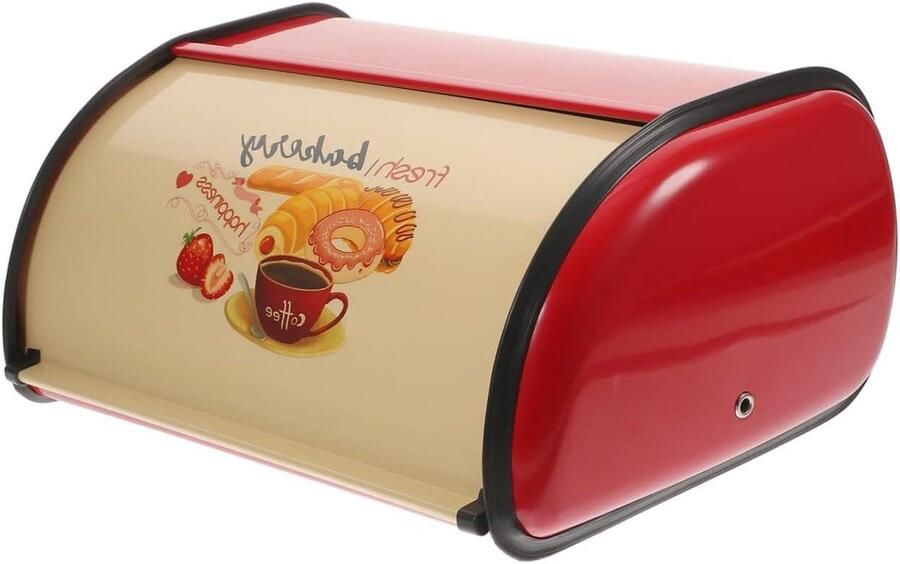 Broodtrommel Brooddoos Opslag Keuken Organiseren Vintage Design 34x23x15cm Rood