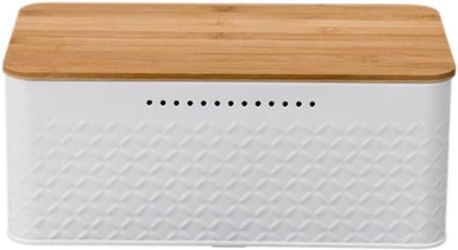 Broodtrommel Brooddoos Verse Broodwaren Geïntegreerde Ventilatie 34 x 20 x 15 cm Wit