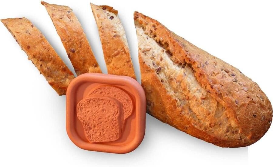 Broodtrommel Brooddoos Vershouder Brood Vers Houden Reliëf Gemodelleerd Design 2.25 x 2.25 Inches Terra Cotta