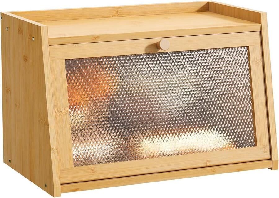 Broodtrommel Broodkist Keuken Brood Vers Houden Met Ventilatievenster 41.9 x 24.9 x 26.9 cm Natuurlijk