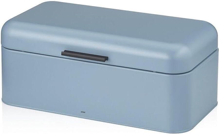 Broodtrommel Broodmand metaal Brood bewaren Zwart handvat 42 cm Blauw