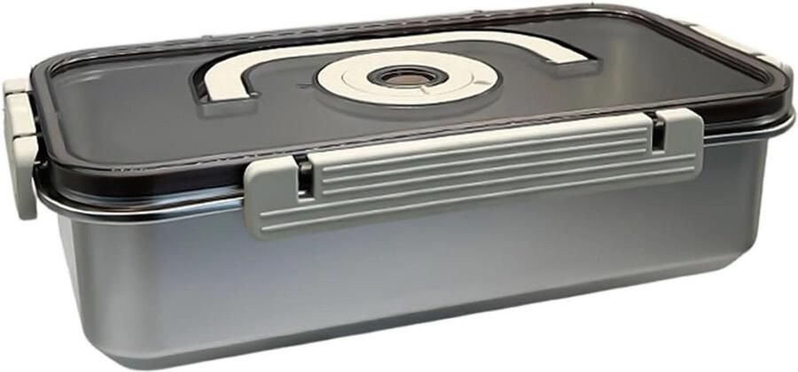 Broodtrommel Broodopberger Voedselcontainer Brood Vers Houden Vochtvasthoudend Ontwerp 34 x 18.5 x 5.5 cm Zilver