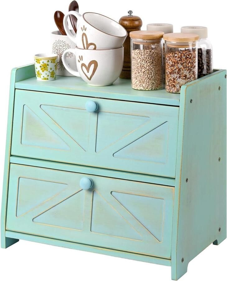 Broodtrommel Dubbellaags Brood Opslag Brood Vers Houden Natuurlijk Bamboe Materiaal 40 x 25 x 32 cm