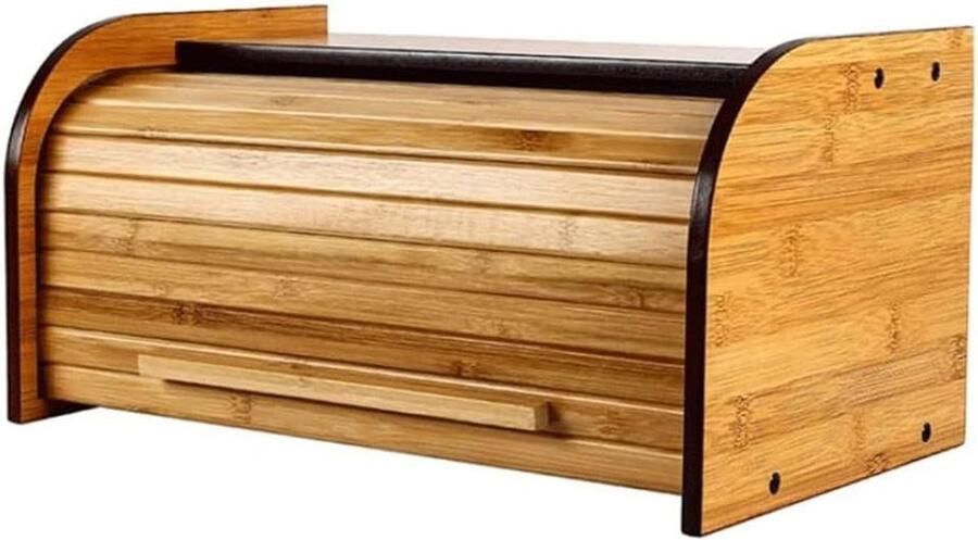 Broodtrommel Hout Brooddoos Opberger Keuken Opbergen Roldeksel Ontwerp Niet Vaatwasserbestendig Natuurlijk Hout