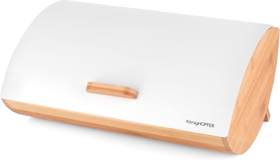 Broodtrommel Hout Brooddoos RVS Brood Vers Houden Duurzaam Bamboe 35 cm Lengte Wit