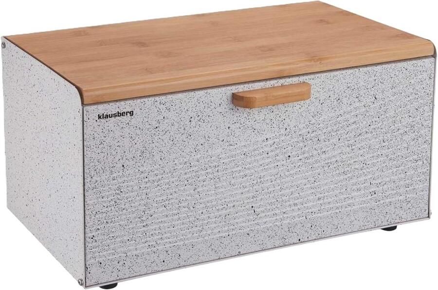 Broodtrommel Hout Broodmand RVS Brood Vers Houden Dubbele Opening 23.5 x 35.5 cm Wit
