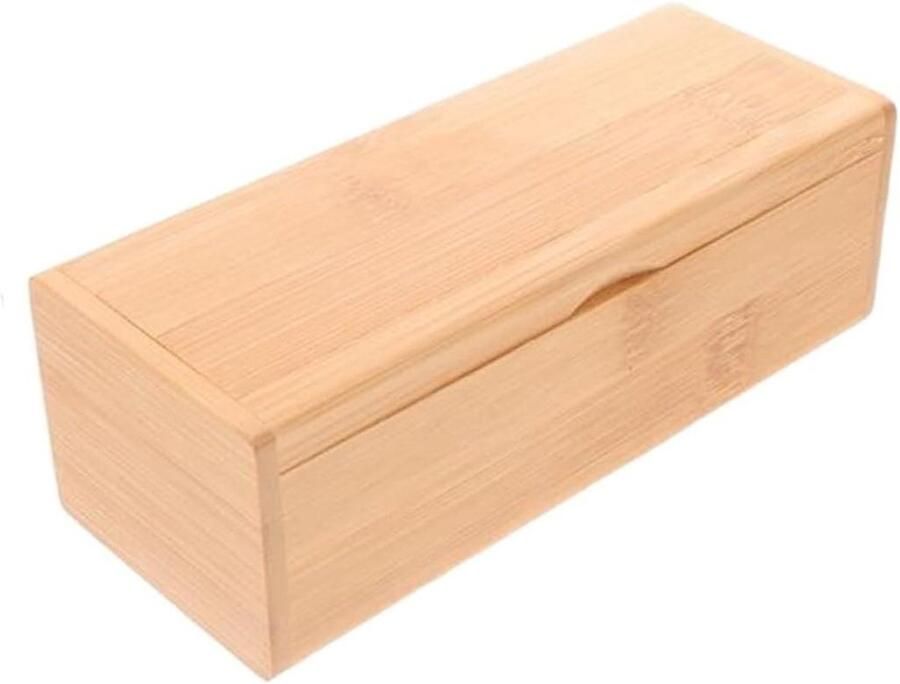 Broodtrommel Hout Opbergdoos Keuken Brood Vers Houden Stevig Duurzaam Materiaal 16.3cm Lengte Lichtbruin