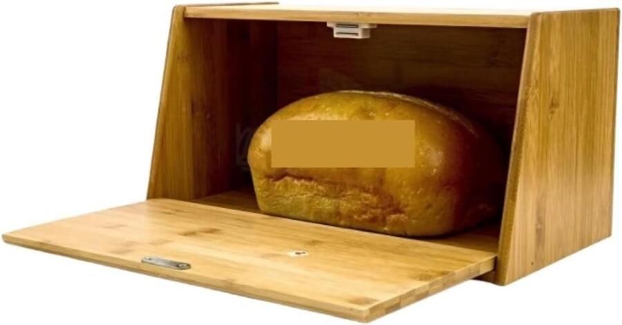 Broodtrommel Houten Keuken Brood Opslag Brood Vers Houden Afneembaar Deksel 38x19.8cm Multicolor
