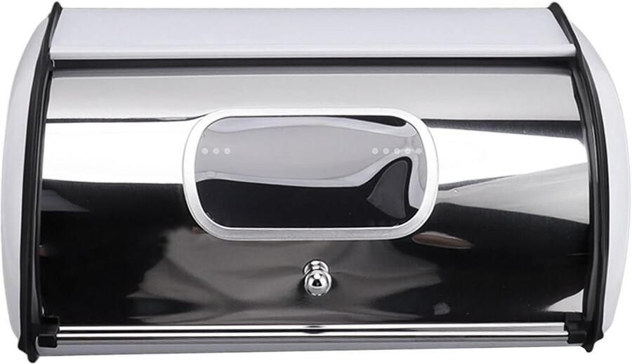 Broodtrommel Keuken Brood Opslag Brood Vers Houden Met Vensterdesign 34.5 x 23 x 14.5 cm Wit