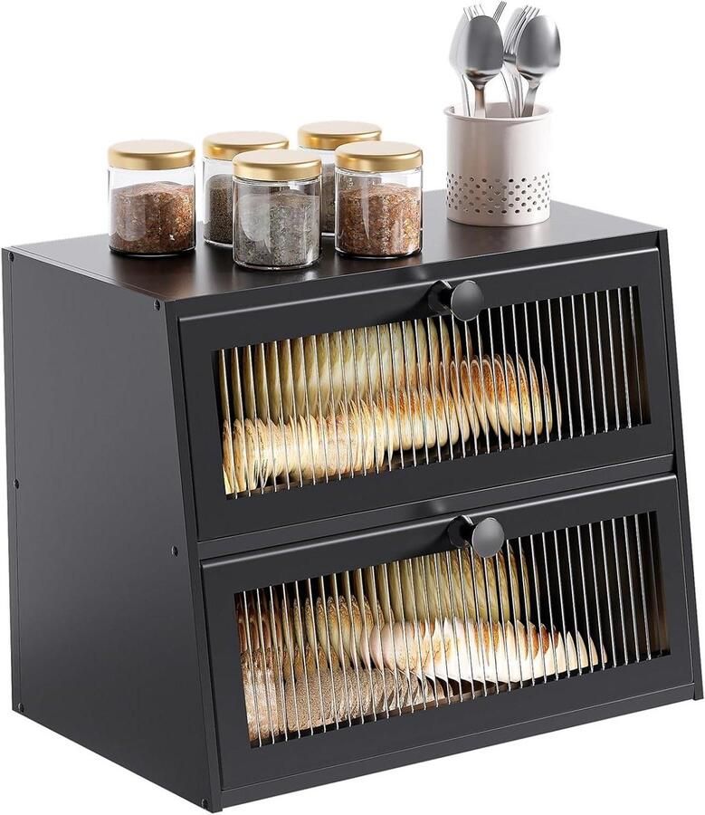 Broodtrommel Keuken Broodbak Broodhouder Brood Vers Houden Dubbele Laag Ontwerp 40 x 25 x 32 cm