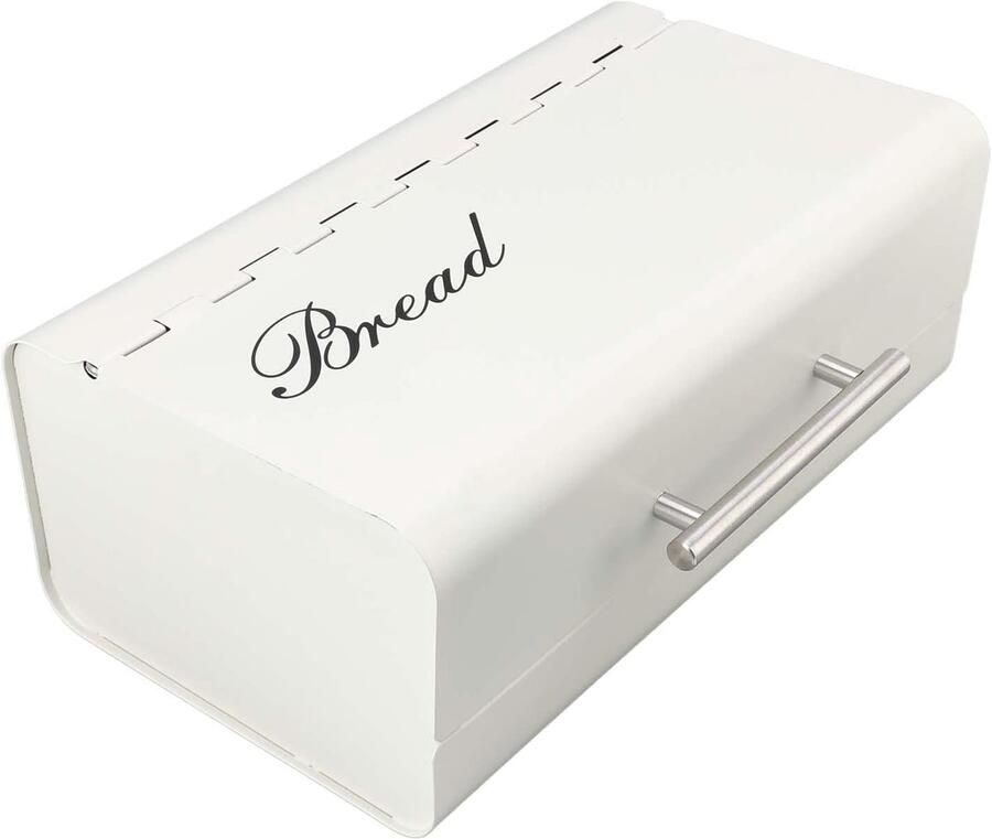 Broodtrommel Keuken Brooddoos Metaal Aanrecht Opslag Grote Capaciteit 36x20x14 cm Wit