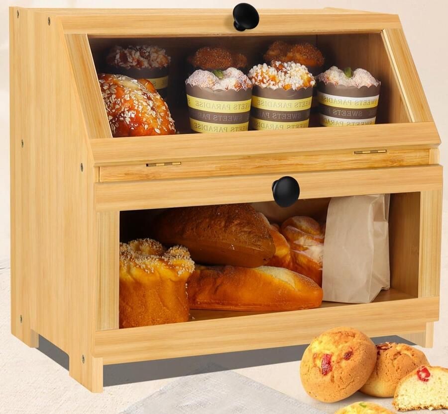 Broodtrommel Keuken Broodopslag Container Brood Vers Houden Grote Capaciteit 25x25x25 Millimeter Natuurlijk