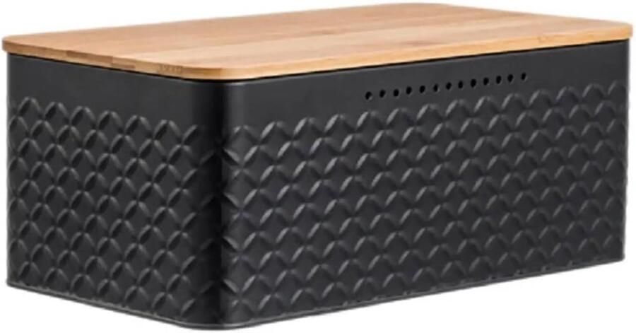 Broodtrommel Keuken Opbergbak Opslag Container Brood Vers Houden Stevig Metalen Ontwerp 33x18x13.5cm Zwart