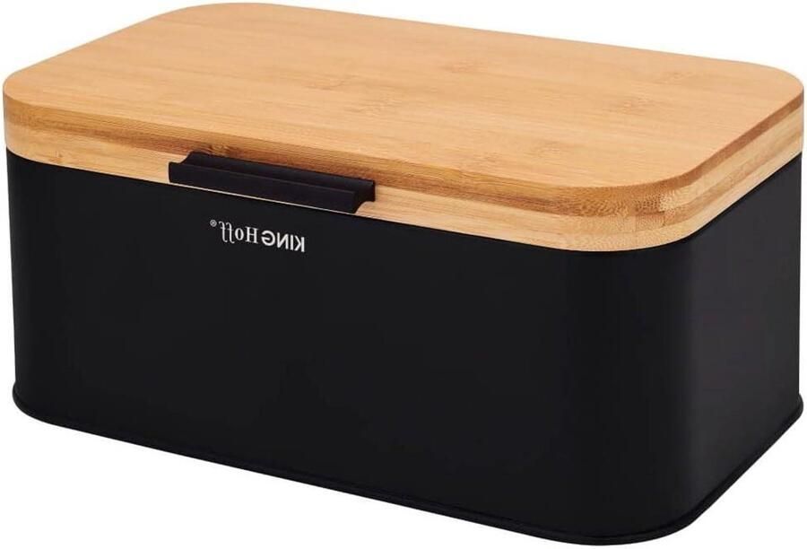 Broodtrommel Keuken Opberger Brood Bewaren Lichtgewicht Design 30 cm Breed Zwart