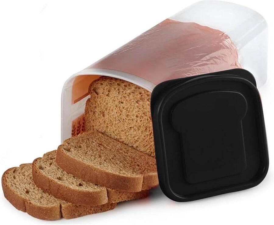 Broodtrommel Keuken opberger Brood bewaren Optimale luchtvochtigheid 5 liter inhoud Zwart