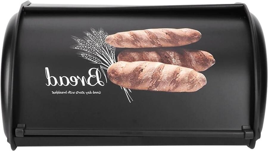 Broodtrommel Keuken Opberger Brood Vers Houden Grote Capaciteit 34 cm Breed Zwart