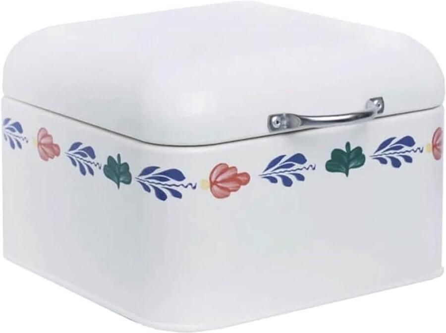 Broodtrommel Keuken Opslag Broodhouder Metaal Brood Vers Houden Met Klepdeksel 20x20x13.5cm Wit