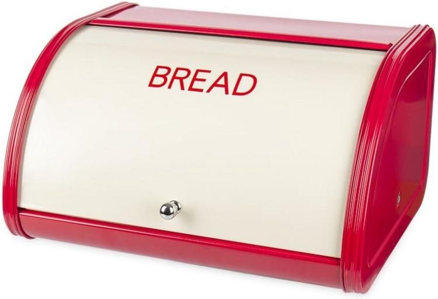 Broodtrommel Keukenopslag Broodkist Metaal Brood Vers Houden Roldeksel Makkelijk Openen 30x26x17 cm Rood