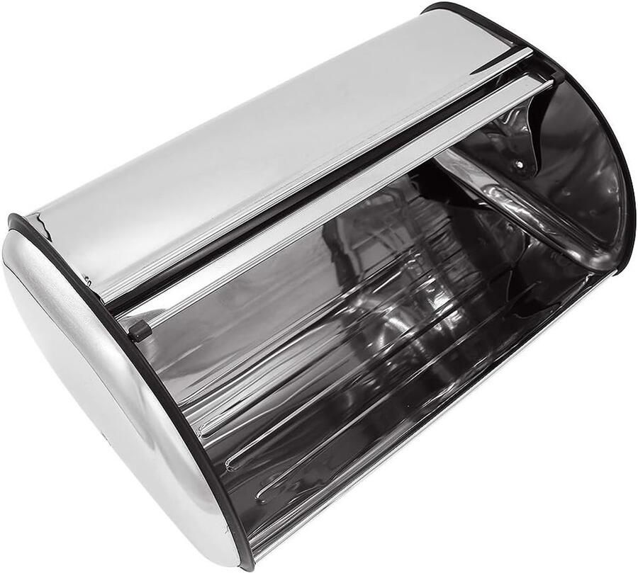 Broodtrommel Koektrommel Metaal Voedsel Bewaren Roestvrij Staal 44 x 27 x 18 cm Zilver