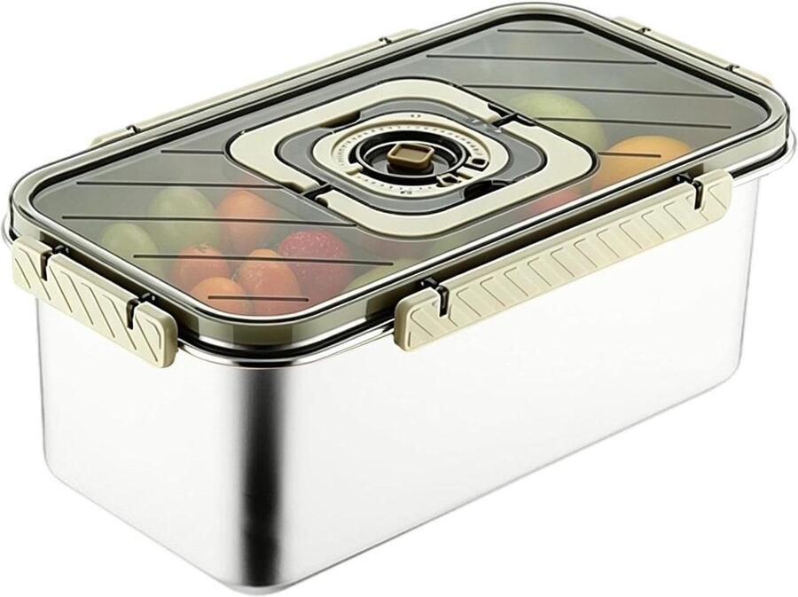 Broodtrommel Luchtdicht Roestvrijstalen Container Brood Vers Houden Verstelbaar Luchtventiel 36 x 20.2 cm Zilver