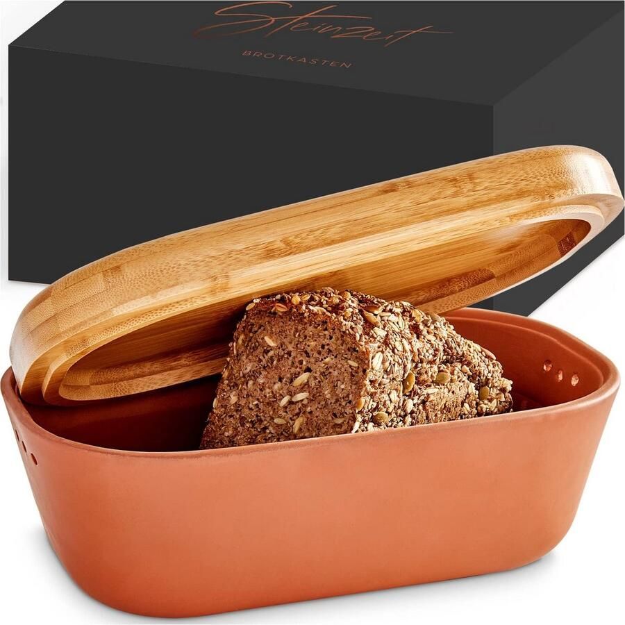 Broodtrommel medium Keukenopberger Brood bewaren Vintage stijl 300 ml Terracotta