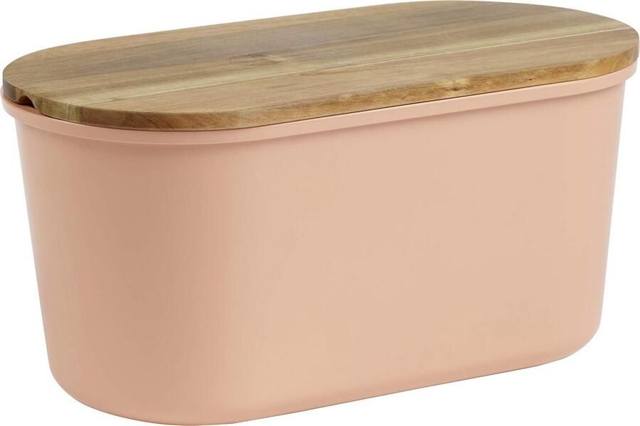 Broodtrommel met Acaciahouten Deksel als Snijplank Ruimtebesparende Opbergdoos voor 1 kg Brood 37 cm x 22 cm x 17 cm Melamine Box