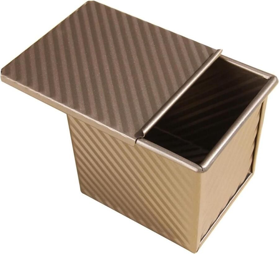 Broodtrommel met Deksel Broodblik Rechthoekig Brood Bakken Geribbeld Anti-aanbak Design 12 x 11 x 10 cm